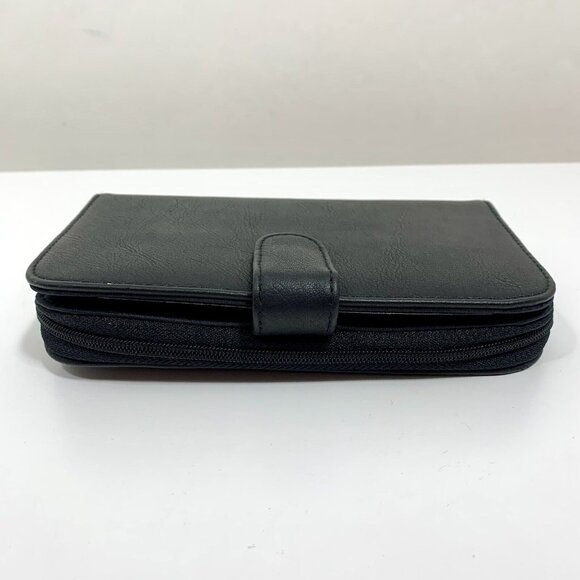 MUNDI Black Leather Zip Around Snap Check Book Organizer Clutch Wallet EUC - Picture 4 of 10